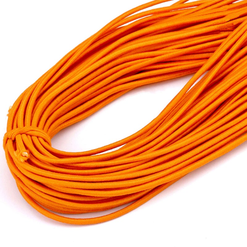 50 Yards 2mm High Elasticity Cord Round Beading Thread Strings Nylon Rope Elastic Band for DIY Masks Jewelry Making Gift Wrapping Hair Accessories Sewing Crafts Supplies Orange