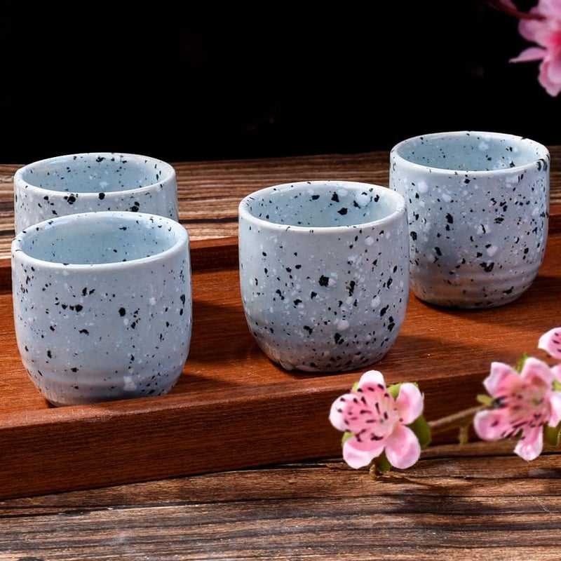 LMRLCS Japanese Sake Ceramic Set of 5 with 1 Sake Bottle and 4 Sake Cups for Sake and Wine Blue - Image 4