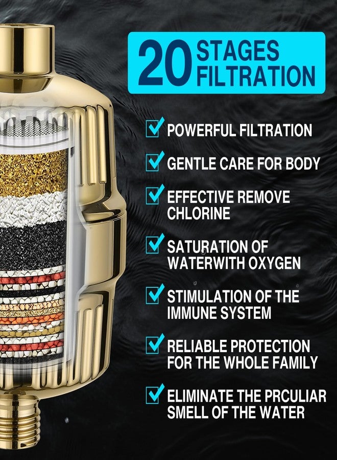 Cobbe High Pressure Filtered Shower Head Combo, Rain Shower Head with 20 Stage Shower Head Filter for Hard Water - Adjustable Replacement Remove Chlorine and Harmful Substances, Gold - Image 3