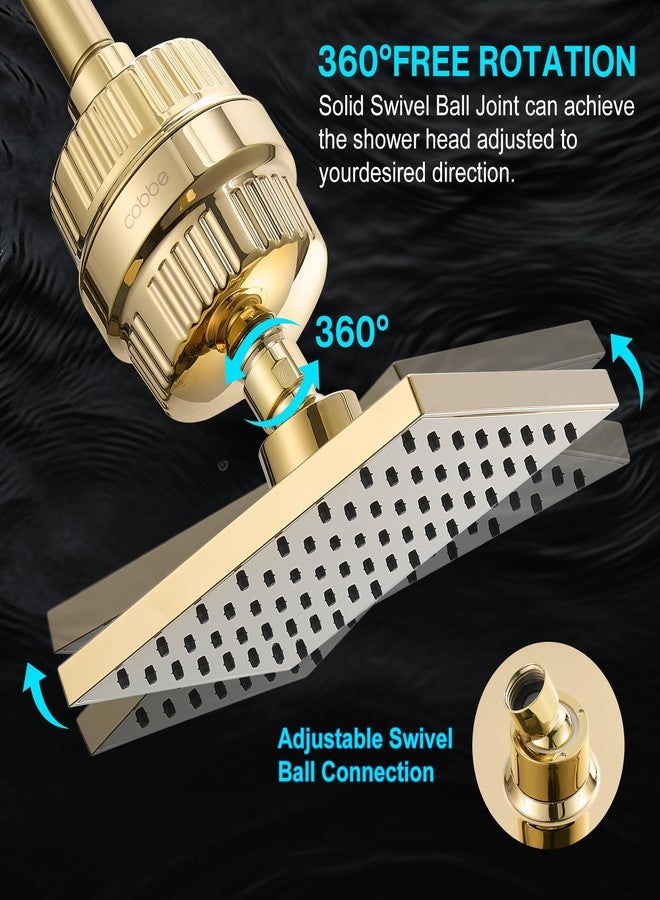 Cobbe High Pressure Filtered Shower Head Combo, Rain Shower Head with 20 Stage Shower Head Filter for Hard Water - Adjustable Replacement Remove Chlorine and Harmful Substances, Gold - Image 5