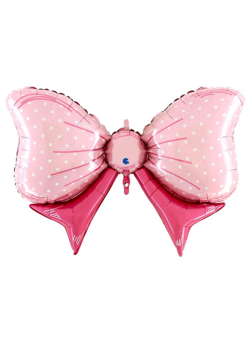 بالون وردي من رقائق معدنية منقط باللون الأبيض 109 سم