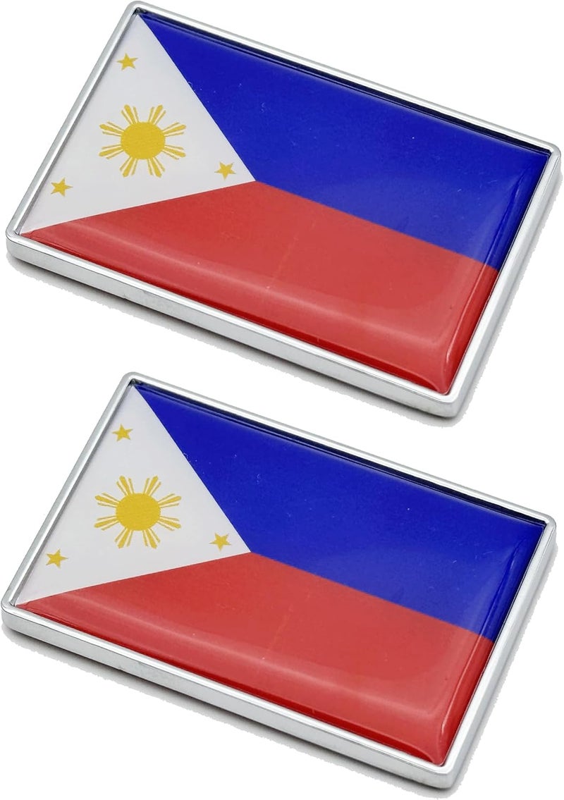 LLBFHH 2 Pcs Philippines Flag Car Stickers Chrome Decals - 2.3 x 1.6 Inch Metal Truck Stickers - Image 1
