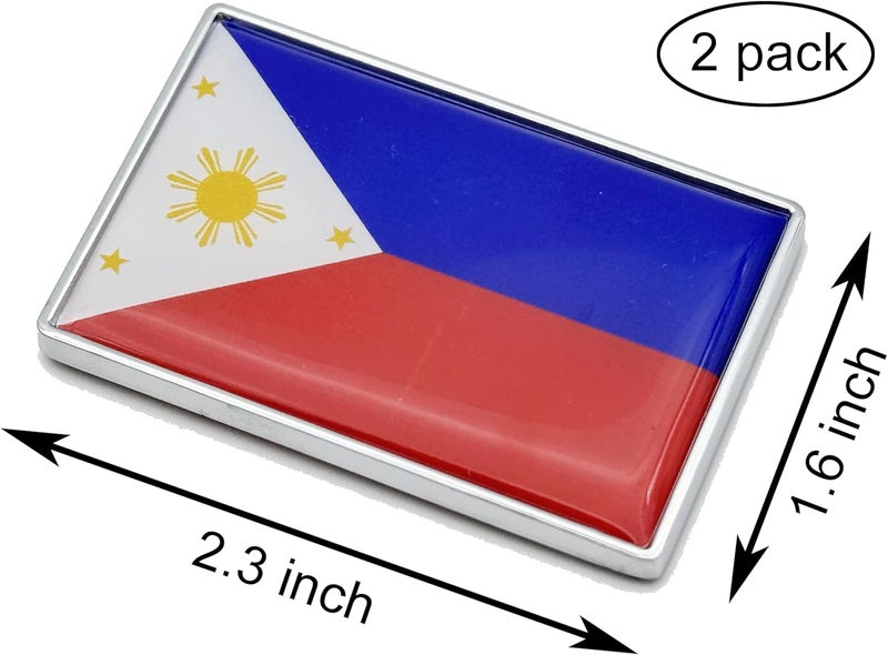 LLBFHH 2 Pcs Philippines Flag Car Stickers Chrome Decals - 2.3 x 1.6 Inch Metal Truck Stickers - Image 2