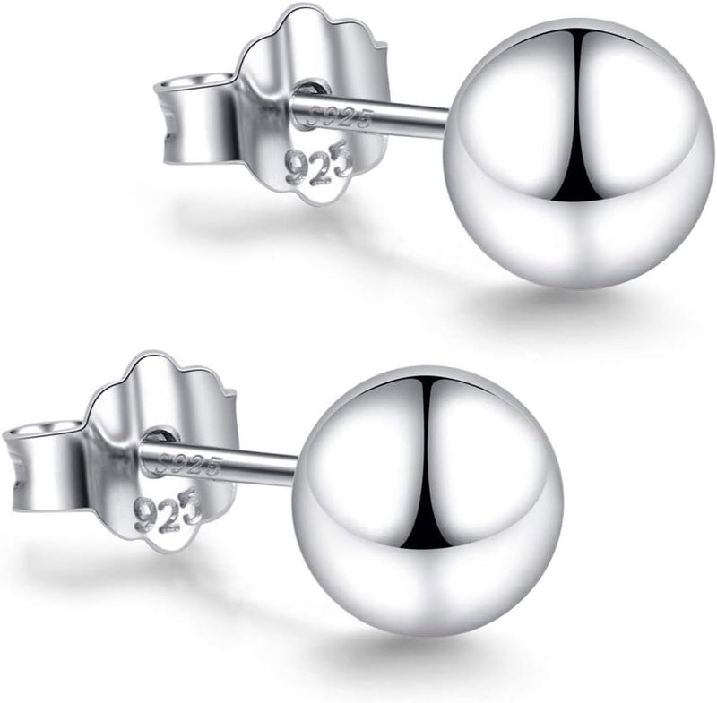 CUTEFEEL Store 18K White Gold Plated Sterling Silver Ball Stud Earrings 3mm-10mm Options, Simple Polished Ball Studs Hypoallergenic Jewelry - Image 1