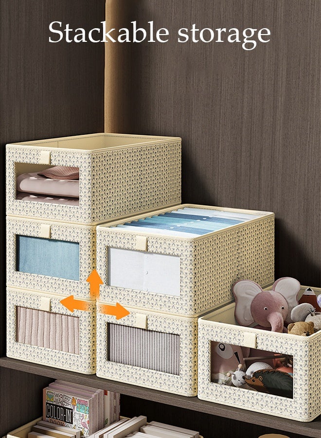 DUNISO 6 Pieces Foldable Closet Storage Organizer Washable Closet Storage Box with Carrying Handles Cube Storage Bin for Clothes Wardrobe Home Bedroom Office - Image 2