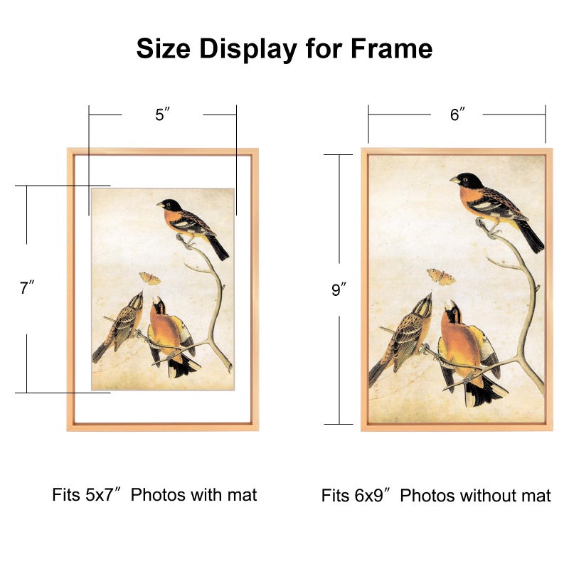 BKABOT 6x9 Picture Frame, Gold Aluminum Metal Photo Frames with HD Glass, Fits 5x7 with Mat or 6 x 9 without Mat, Display for Wall and Table - Image 2