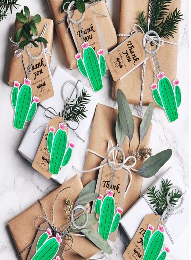 Elecrainbow 60 Pack Cactus Party Favors Include 20 Keychains + 20 Thank You Tags + 20 Goodie Bags for Cactus Keychain Return Gift, Mexican Themed Party, Thanksgiving, Baby Shower, Birthday, Wedding - Image 4