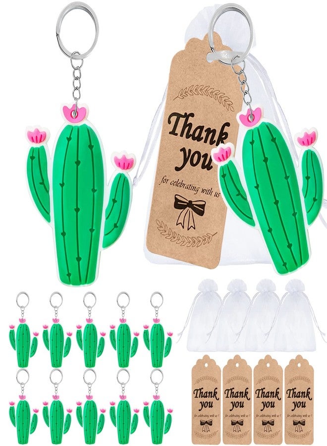 Elecrainbow 60 Pack Cactus Party Favors Include 20 Keychains + 20 Thank You Tags + 20 Goodie Bags for Cactus Keychain Return Gift, Mexican Themed Party, Thanksgiving, Baby Shower, Birthday, Wedding - Image 1