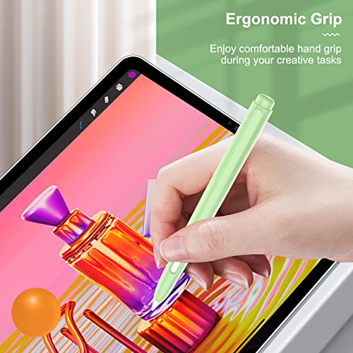 MoKo Protective Case Compatible with Apple Pencil Pro, Apple Pencil 2nd Generation, Retractable Protective Case for Apple Pencil with Clip, Apple Pencil Hard PC Cover, Double-Tap Stand, Green - Image 5