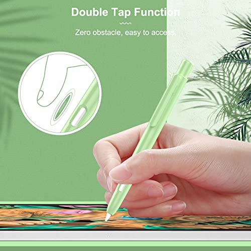 MoKo Protective Case Compatible with Apple Pencil Pro, Apple Pencil 2nd Generation, Retractable Protective Case for Apple Pencil with Clip, Apple Pencil Hard PC Cover, Double-Tap Stand, Green - Image 3