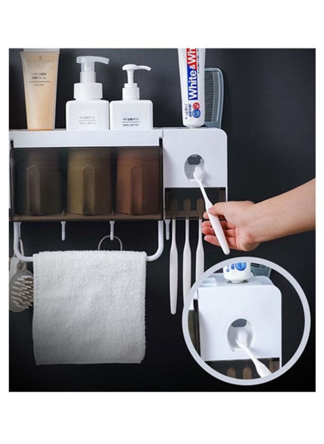 ZCM-HAPPY Toothbrush holder with cup and toothpaste dispenser and storage shelf  - Image 5