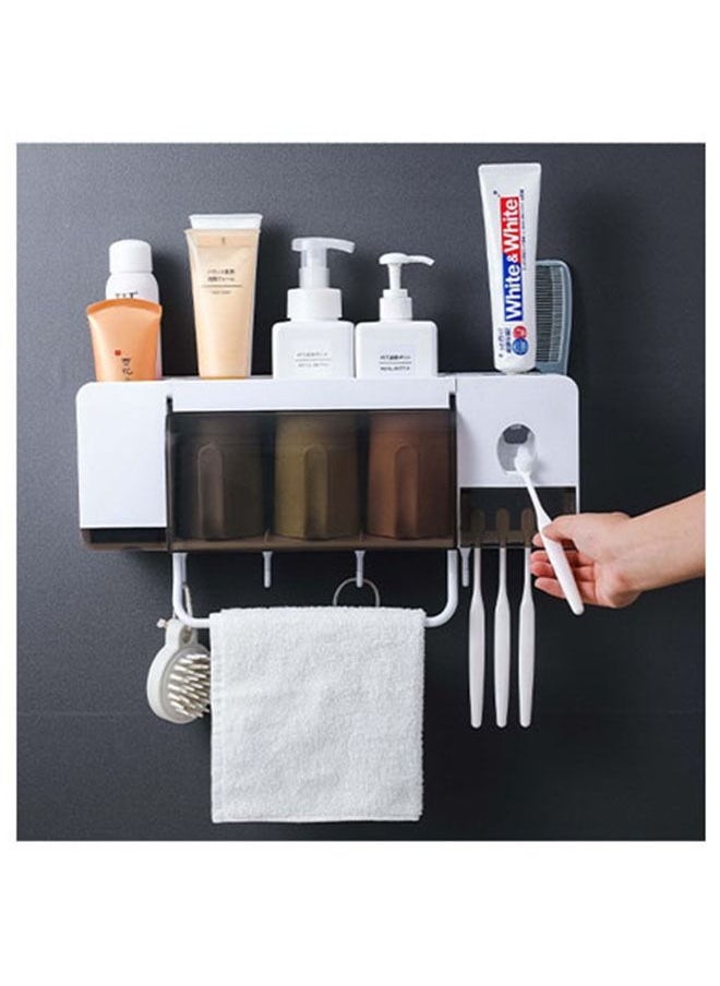ZCM-HAPPY Toothbrush holder with cup and toothpaste dispenser and storage shelf  - Image 4