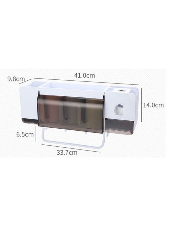 ZCM-HAPPY Toothbrush holder with cup and toothpaste dispenser and storage shelf  - Image 2