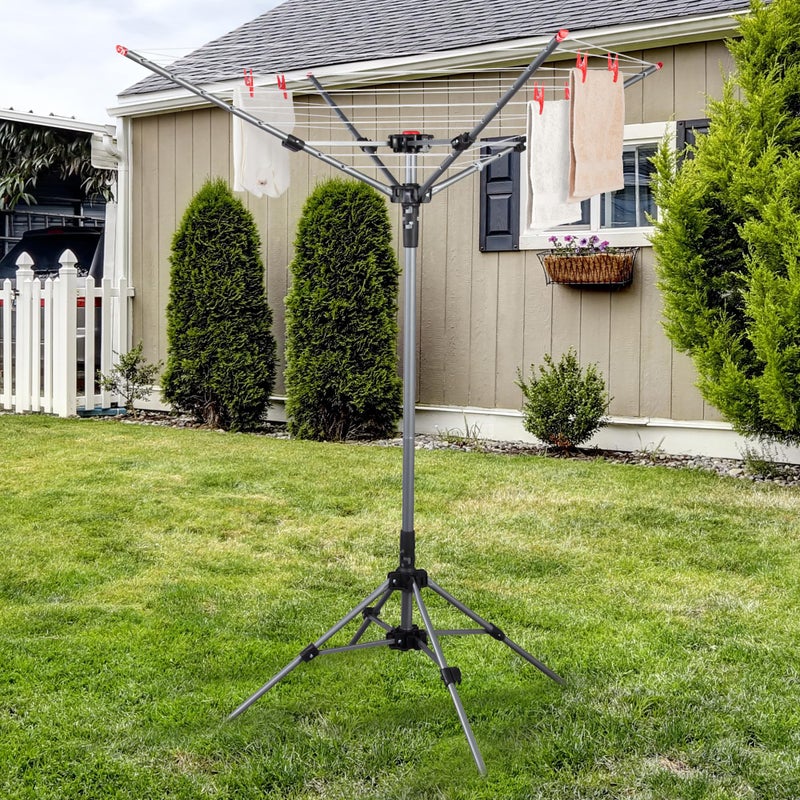 STO STO Portable Umbrella Clothesline, 82 Feet Rotary Drying Rack with Adjustable Height, Freestanding Laundry Line for Backyard, Patio, Balcony & Camping, Easy Setup with Carry Bag, No Tools Required - Image 2