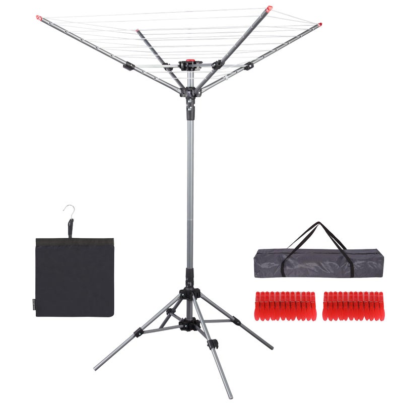 STO STO Portable Umbrella Clothesline, 82 Feet Rotary Drying Rack with Adjustable Height, Freestanding Laundry Line for Backyard, Patio, Balcony & Camping, Easy Setup with Carry Bag, No Tools Required - Image 1