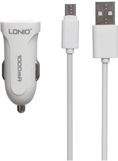 Ldnio DL-C17 High Quality Smart Car Charger 2.4A Auto-ID With Lightning USB Cable - White