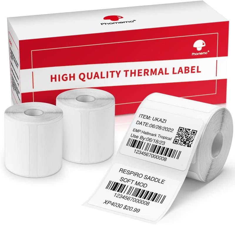 phomemo 3 Rolls M120/M110/M200/M220/241Bt Thermal Paper 1.57'' X 1.18''(40X30Mm), Multipurpose Barcode/Fnsku/Fba Labels, 230Labels/Roll, Black On White - Image 1