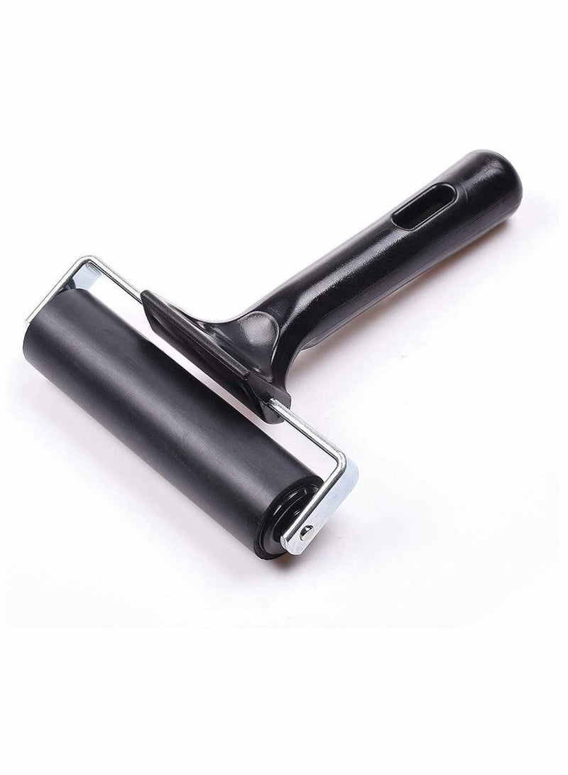 Y&D Rubber Brayer Roller, Printing Ink Roller Paint Brush Black Applicator Art Craft Oil Painting Tool for Printmaking Anti Skid Tape Construction  - Image 1