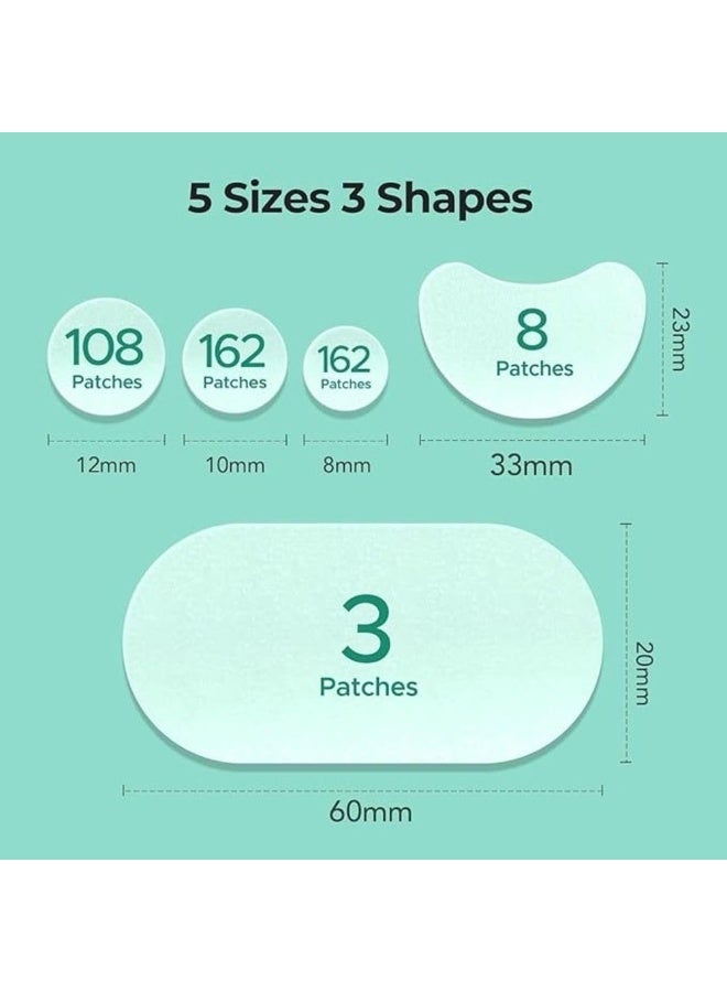 OUHOE 443 Count Hydrocolloid Acne Pimple Patches for Face–Invisible Spot Treatment (Dots, Strips & Contoured Shapes). Smoother skin with this dermatologist-loved, mess-free solution for all skin types. - Image 3