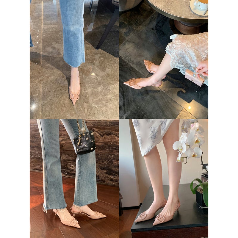 ~ Baotou V-Buckle Nude Chop Men'S Temperament Pointed High Heels Summer Women'S Patent Leather Rear Empty Stiletto Sandals Women - Image 4
