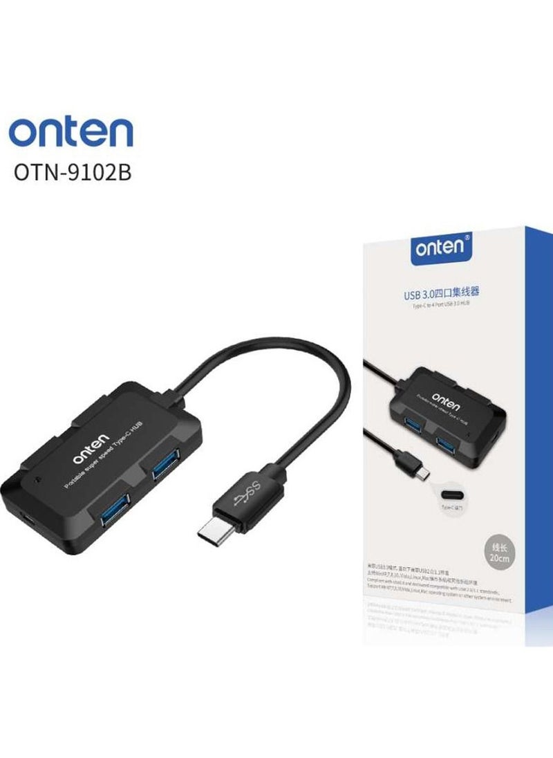 onten - USB C HUB 4 Ports USB 3.0 With Power input For Mac,PC and Phone - Image 1