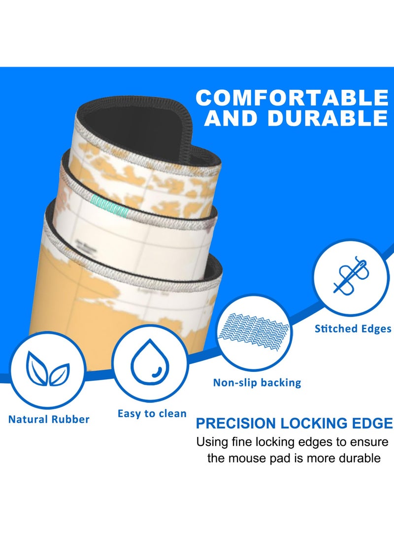 erorex Desk Mat, Yellow Vintage World Map Extended Gaming Mouse Pad Large, 35.4"x15.7" Big Mouse Pad with Non-Slip Base and Stitched Edge, Long Computer Keyboard Mouse Mat for Home Office Work - Image 4