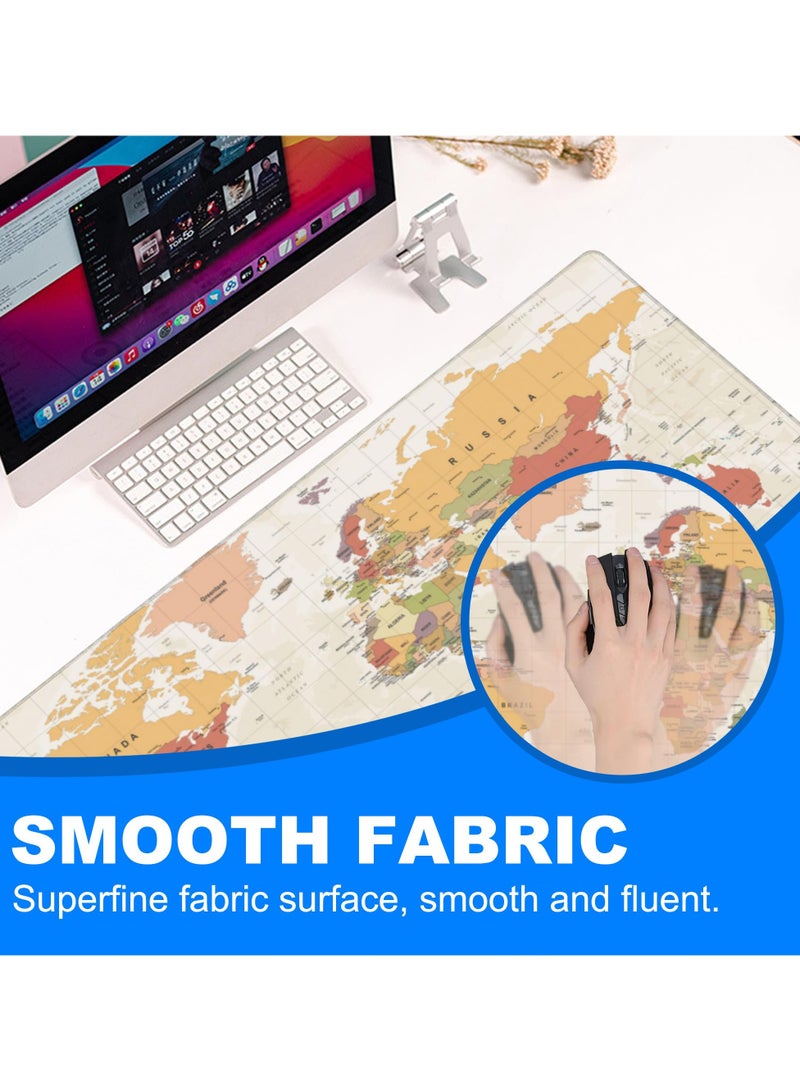 erorex Desk Mat, Yellow Vintage World Map Extended Gaming Mouse Pad Large, 35.4"x15.7" Big Mouse Pad with Non-Slip Base and Stitched Edge, Long Computer Keyboard Mouse Mat for Home Office Work - Image 5