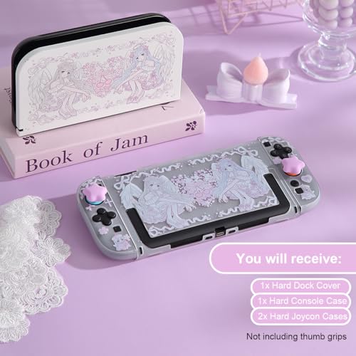 CasosexploreLab Protective Case for Switch 2 Dock Case and Cover Skin for Nintendo Switch 2 Console Joycon Controller Sakura Agnel Hard PC Slim Dockable Shell Pink Kawaii Gaming Protector Accessories - Image 3