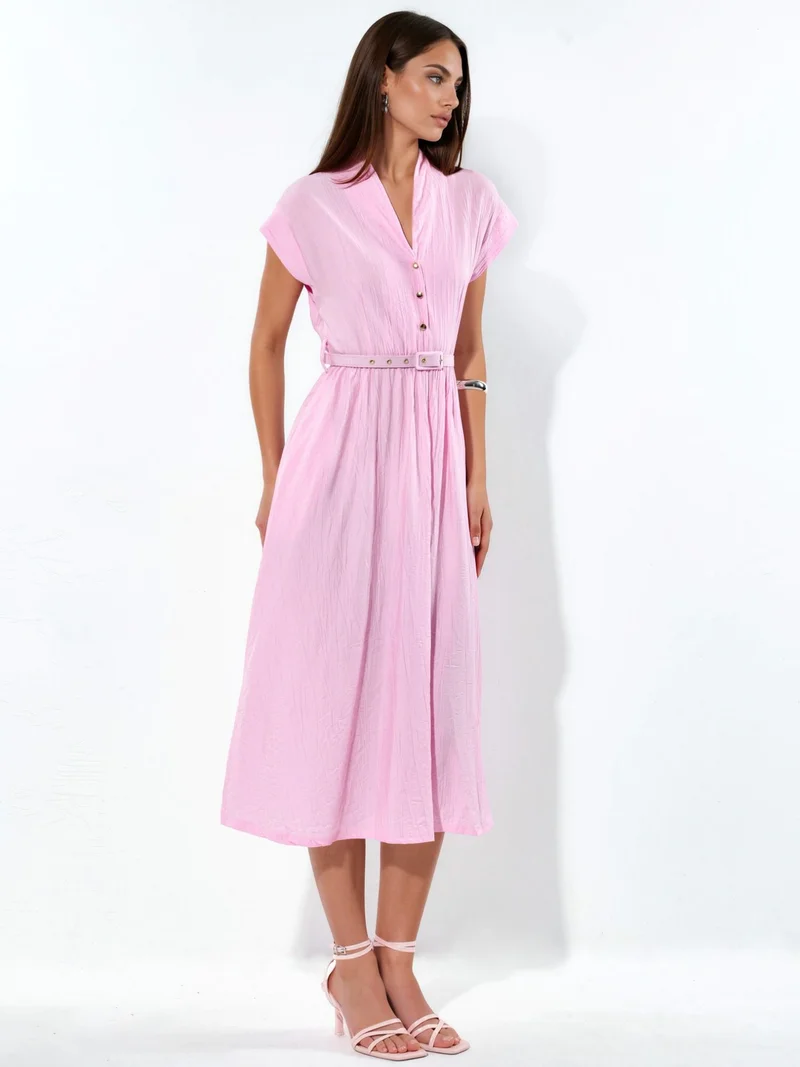 بوسيم BUSEM Textured Belted Maxi Dress