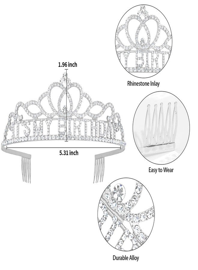 ACO-UINT Silver Birthday Crown for Women, Happy Birthday Headband It's My Birthday Crown, Birthday Girl Crown Birthday Queen Tiara Birthday Decorations Birthday Gifts - Image 2
