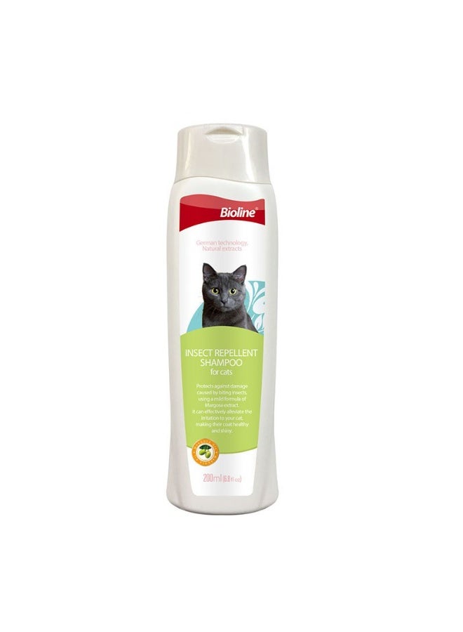 Bioline Insect Repellent Shampoo for Cats with Neem Extract Flea & Tick Protection Gentle Care 200ml - Image 1