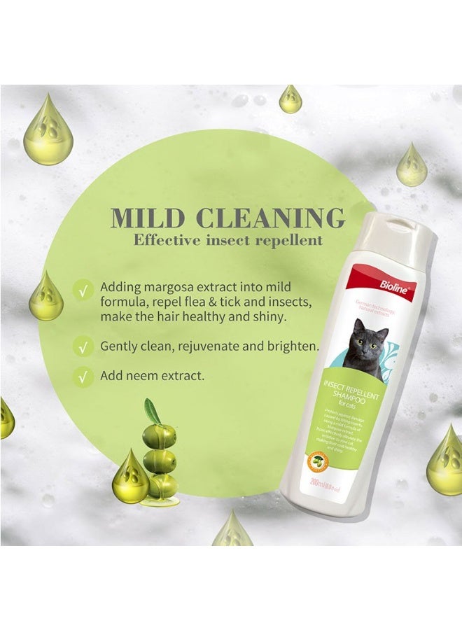 Bioline Insect Repellent Shampoo for Cats with Neem Extract Flea & Tick Protection Gentle Care 200ml - Image 2