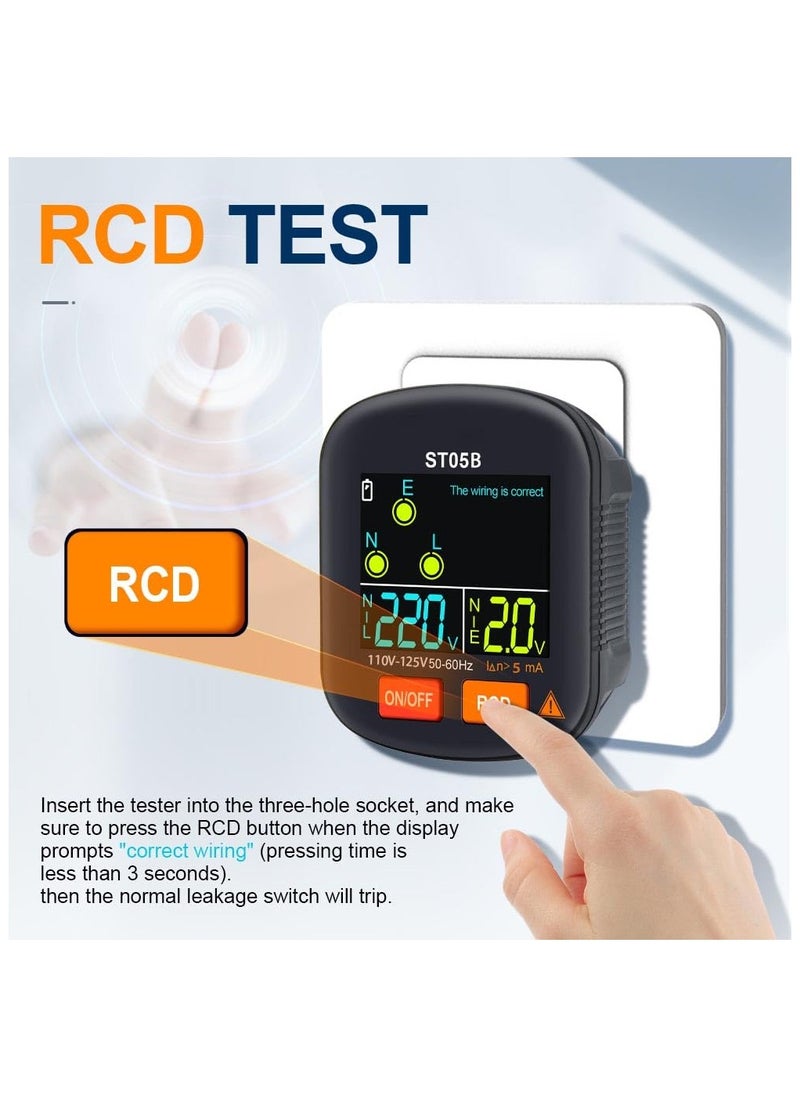 SYOSI م tester منفذ / مقبس اختبار منفذ كهربائي قياسي 125 فولت تيار متناوب مع شاشة LCD ، فاحص المقبس ، جهاز اختبار الجهد الكهربائي 6 مؤشرات بصرية / رمز الأسلاك للاستخدام المنزلي و المهني  - Image 3