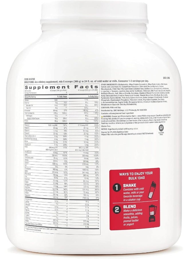 GNC Pro Performance Bulk 1340, Strawberries and Cream, 3.2kg, Supports Muscle Energy, Recovery and Growth - Image 2