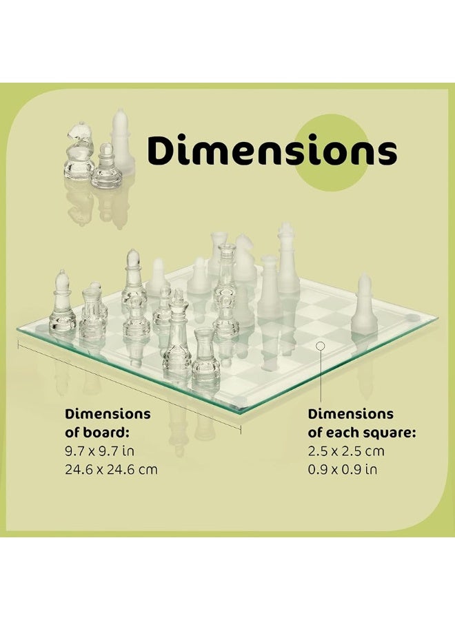 Srenta Fine Glass Chess Set Game, Modern Clear Chess Set, Deluxe Chess Set Glass Chess Board Set with Solid Clear & Frosted Chess Glass Pieces | 9.7â€™â€™ Crystal Chess Boards Sets, Felt Padding Included - Image 5