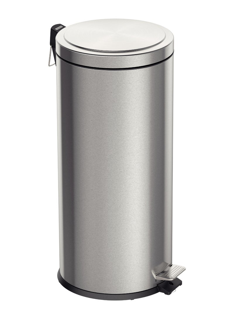 TRAMONTINA Since 1911,Made in Brazil-  Brasil Plus 30 Liter Stainless Steel Pedal Trash Bin with a Scotch Brite Finish Soft Close and Removable Internal Bucket  - Image 1