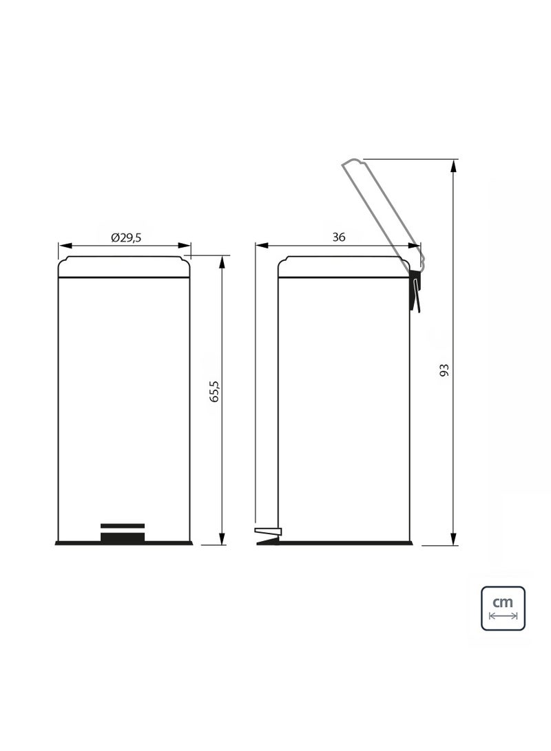 TRAMONTINA Since 1911,Made in Brazil-  Brasil Plus 30 Liter Stainless Steel Pedal Trash Bin with a Scotch Brite Finish Soft Close and Removable Internal Bucket  - Image 4