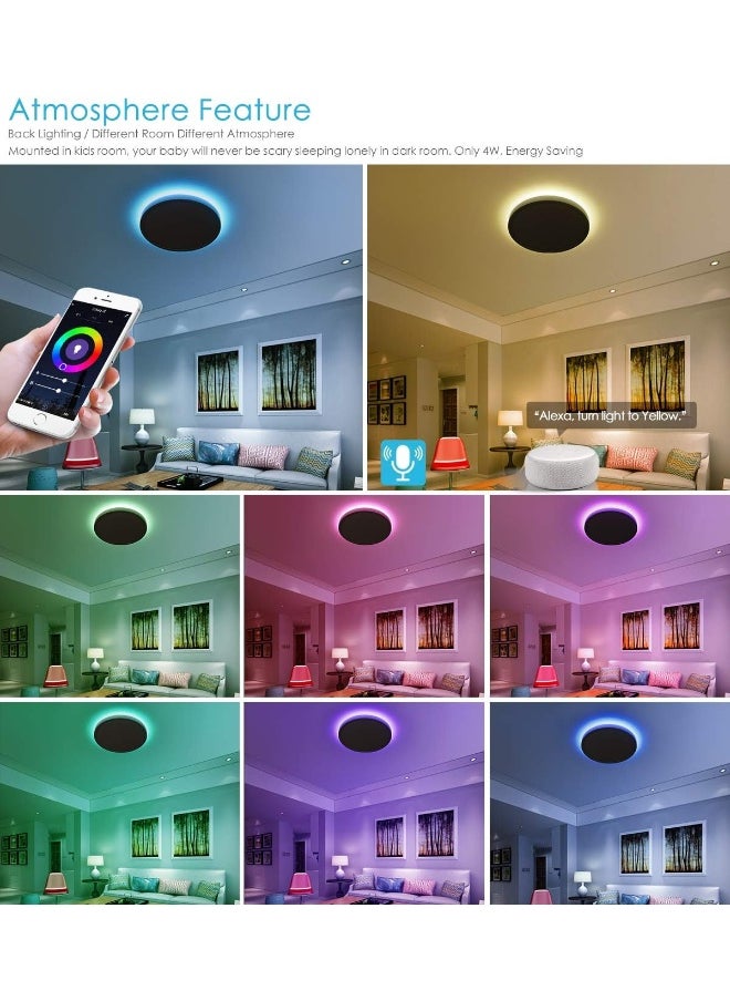 Generic TALOYA Alexa Ceiling Light Smart, WiFi, Compatible with Google, 15.8 Inch Modern Dimmable Flush Mount LED Light Fixture for Living Room Office Kitchen, 28W RGBW  - Image 4