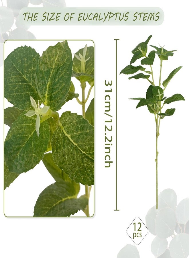 Coreland 12pcs Artificial Mint Plant, Faux Greenery for Vase 12.2” Fake Plants Indoor, Greenery Stems for Flower Arrangements Kitchen Table Shelf Home Decor - Image 3