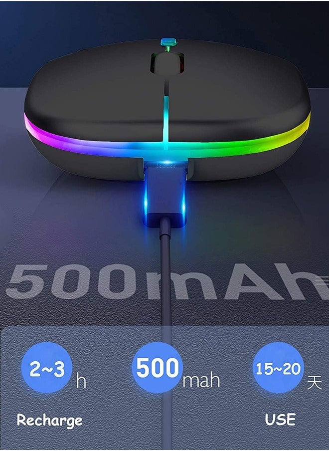 جويز ماوس بلوتوث لاسلكي ، LED سليم ثنائي الوضع بلوتوث 5.1 + USB 2.4 جيجا هرتز ماوس لاسلكي صامت قابل لإعادة الشحن ، ماوس كمبيوتر مع مستقبل USB  - Image 3