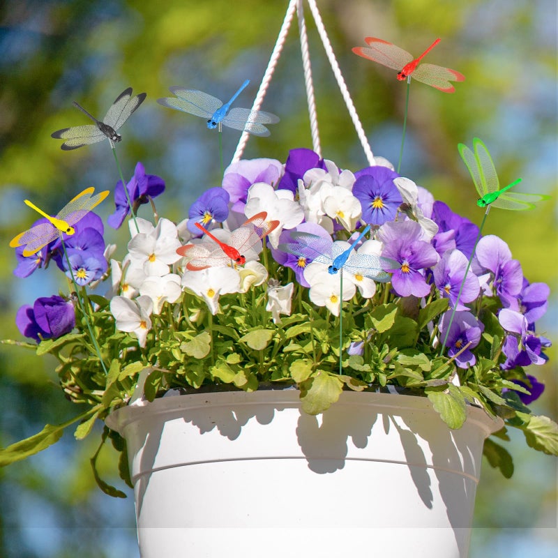 NiHome 15PCS Decorative Dragonflies with 10 Clips Decor for Garden, 9.8" Long Multicolor Waterproof Outdoor & Indoor Use, Versatile Clip-On Plant Decoration, Includes Pliers for Easy Attachment - Image 2