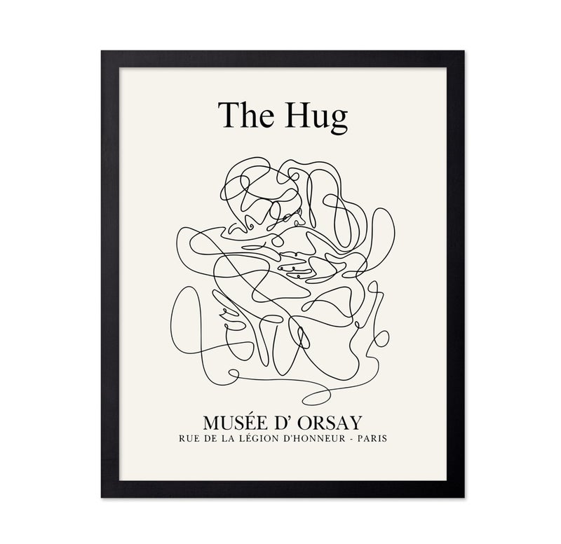 Poster Master Vintage Poster - Retro The Hug Print - Line Drawing Art - Abstract Art - Gift for Men & Women - Minimal Wall Decor for Living Room, Bedroom or Office - 8x10 UNFRAMED Wall Art - Image 1