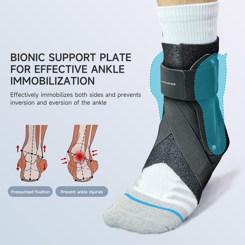 Hocafer Left Ankle Brace for Women & Men - Ankle Support Sprained Ankle Brace for Achilles,Tendon,Sprain,Injury Recovery,Ankle Support Brace for Running, Basketball, Football (Black,S,Left) - Image 3