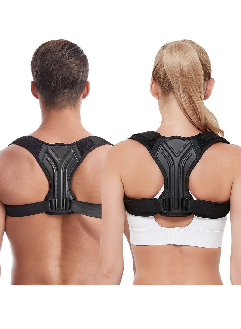 KASTWAVE Back Correction Strap Adjustable Posture Corrector Spine Straightener for Relief of Neck Shoulder Pain Develop Good Seated Standing for Men Women Elderly Teens Black M - Image 1