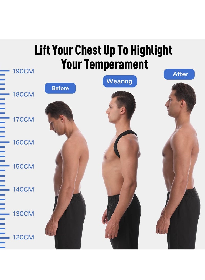 KASTWAVE Back Correction Strap Adjustable Posture Corrector Spine Straightener for Relief of Neck Shoulder Pain Develop Good Seated Standing for Men Women Elderly Teens Black M - Image 3