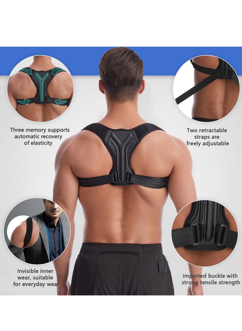 KASTWAVE Back Correction Strap Adjustable Posture Corrector Spine Straightener for Relief of Neck Shoulder Pain Develop Good Seated Standing for Men Women Elderly Teens Black M - Image 2