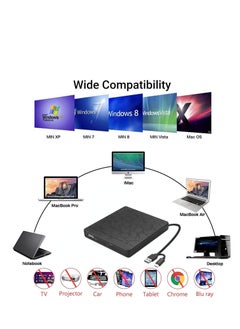 KASTWAVE External DVD Drive for Laptop, USB 3.0 Type-C CD DVD +/-RW Burner Optical Disk Drive, Portable CD/DVD ROM Writer Reader with 2 Card Slot& 3 USB Port, for Desktop Windows 10/8/7 Linux OS Apple  - Image 4
