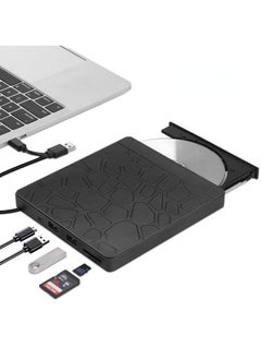 KASTWAVE External DVD Drive for Laptop, USB 3.0 Type-C CD DVD +/-RW Burner Optical Disk Drive, Portable CD/DVD ROM Writer Reader with 2 Card Slot& 3 USB Port, for Desktop Windows 10/8/7 Linux OS Apple  - Image 1