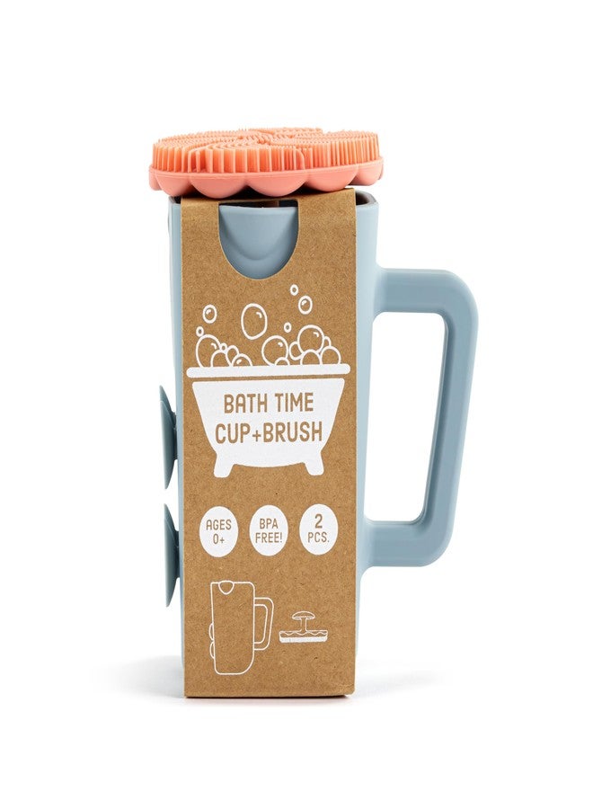 DEMDACO Love to Play Collection Baby Bath Rinse Cup and Silicone Scalp Scrubber Set - Gentle Hair Washing Aid for Infants & Toddlers Soft Silicone Kids' Brush & Ergonomic Rinse Pitcher, Pink - Image 4