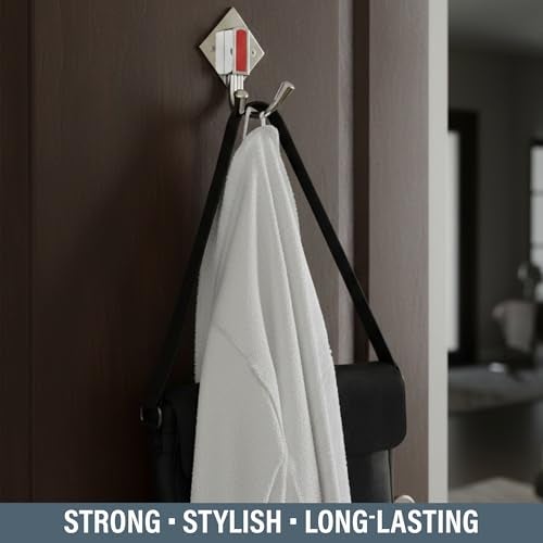 ROLLYWARE ® Stainless Steel Unbreakable Double Prong Coat Hooks Bathroom 2 Hooks Cloth Hanger Wall Hook Door Robe Hooks for Hanging Keys,Clothes (J Type Hook Silver, 2 Hook Pack of 10) - Image 3
